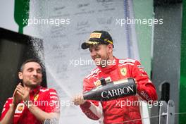 Race winner Sebastian Vettel (GER) Ferrari celebrates on the podium. 10.06.2018. Formula 1 World Championship, Rd 7, Canadian Grand Prix, Montreal, Canada, Race Day.