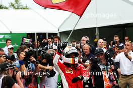 Race winner Sebastian Vettel (GER) Ferrari SF71H celebrates at the end of the race. 10.06.2018. Formula 1 World Championship, Rd 7, Canadian Grand Prix, Montreal, Canada, Race Day.