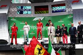 The podium (L to R): Valtteri Bottas (FIN) Mercedes AMG F1, second; Sebastian Vettel (GER) Ferrari, race winner; Max Verstappen (NLD) Red Bull Racing, third. 10.06.2018. Formula 1 World Championship, Rd 7, Canadian Grand Prix, Montreal, Canada, Race Day.