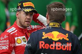 Sebastian Vettel (GER) Scuderia Ferrari and Max Verstappen (NLD) Red Bull Racing  10.06.2018. Formula 1 World Championship, Rd 7, Canadian Grand Prix, Montreal, Canada, Race Day.