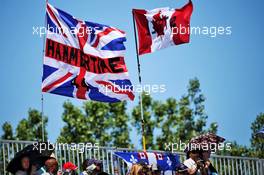 Fans in the grandstand and flags for Lewis Hamilton (GBR) Mercedes AMG F1 and Lance Stroll (CDN) Williams. 09.06.2018. Formula 1 World Championship, Rd 7, Canadian Grand Prix, Montreal, Canada, Qualifying Day.
