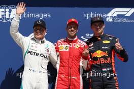 Pole for Sebastian Vettel (GER) Ferrari SF71H, 2nd for Valtteri Bottas (FIN) Mercedes AMG F1 and 3rd for Max Verstappen (NLD) Red Bull Racing RB14. 09.06.2018. Formula 1 World Championship, Rd 7, Canadian Grand Prix, Montreal, Canada, Qualifying Day.
