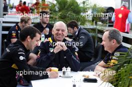 (L to R): Remi Taffin (FRA) Renault Sport F1 Engine Technical Director; Adrian Newey (GBR) Red Bull Racing Chief Technical Officer; and Paul Monaghan (GBR) Red Bull Racing Chief Engineer. 09.06.2018. Formula 1 World Championship, Rd 7, Canadian Grand Prix, Montreal, Canada, Qualifying Day.