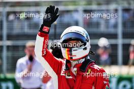 Sebastian Vettel (GER) Ferrari celebrates his pole position in qualifying parc ferme. 09.06.2018. Formula 1 World Championship, Rd 7, Canadian Grand Prix, Montreal, Canada, Qualifying Day.