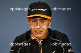 Stoffel Vandoorne (BEL) McLaren in the FIA Press Conference. 07.06.2018. Formula 1 World Championship, Rd 7, Canadian Grand Prix, Montreal, Canada, Preparation Day.