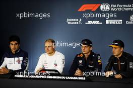 The FIA Press Conference (L to R): Lance Stroll (CDN) Williams; Valtteri Bottas (FIN) Mercedes AMG F1; Max Verstappen (NLD) Red Bull Racing; Stoffel Vandoorne (BEL) McLaren. 07.06.2018. Formula 1 World Championship, Rd 7, Canadian Grand Prix, Montreal, Canada, Preparation Day.