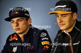 (L to R): Max Verstappen (NLD) Red Bull Racing with Stoffel Vandoorne (BEL) McLaren in the FIA Press Conference. 07.06.2018. Formula 1 World Championship, Rd 7, Canadian Grand Prix, Montreal, Canada, Preparation Day.