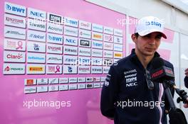 Esteban Ocon (FRA) Sahara Force India F1 Team with the media. 07.06.2018. Formula 1 World Championship, Rd 7, Canadian Grand Prix, Montreal, Canada, Preparation Day.