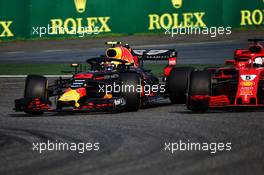 Max Verstappen (NLD) Red Bull Racing RB14 and Sebastian Vettel (GER) Ferrari SF71H collide. 15.04.2018. Formula 1 World Championship, Rd 3, Chinese Grand Prix, Shanghai, China, Race Day.