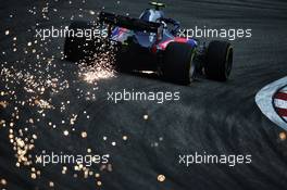 Pierre Gasly (FRA) Scuderia Toro Rosso STR13 sends sparks flying. 14.04.2018. Formula 1 World Championship, Rd 3, Chinese Grand Prix, Shanghai, China, Qualifying Day.