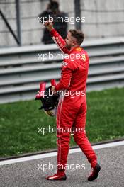Sebastian Vettel (GER) Ferrari celebrates his pole position in qualifying parc ferme. 14.04.2018. Formula 1 World Championship, Rd 3, Chinese Grand Prix, Shanghai, China, Qualifying Day.