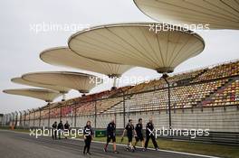 The Sahara Force India F1 Team walk the circuit. 12.04.2018. Formula 1 World Championship, Rd 3, Chinese Grand Prix, Shanghai, China, Preparation Day.
