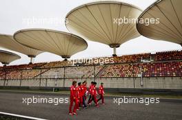 Sebastian Vettel (GER) Ferrari walks the circuit with the team. 12.04.2018. Formula 1 World Championship, Rd 3, Chinese Grand Prix, Shanghai, China, Preparation Day.