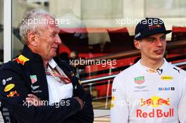 (L to R): Dr Helmut Marko (AUT) Red Bull Motorsport Consultant with Max Verstappen (NLD) Red Bull Racing. 11.05.2018. Formula 1 World Championship, Rd 5, Spanish Grand Prix, Barcelona, Spain, Practice Day.