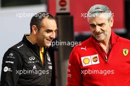 (L to R): Cyril Abiteboul (FRA) Renault Sport F1 Managing Director with Maurizio Arrivabene (ITA) Ferrari Team Principal. 11.05.2018. Formula 1 World Championship, Rd 5, Spanish Grand Prix, Barcelona, Spain, Practice Day.
