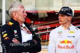 (L to R): Dr Helmut Marko (AUT) Red Bull Motorsport Consultant with Max Verstappen (NLD) Red Bull Racing. 11.05.2018. Formula 1 World Championship, Rd 5, Spanish Grand Prix, Barcelona, Spain, Practice Day.