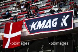 Kevin Magnussen (DEN) Haas F1 Team fans in the grandstand. 11.05.2018. Formula 1 World Championship, Rd 5, Spanish Grand Prix, Barcelona, Spain, Practice Day.