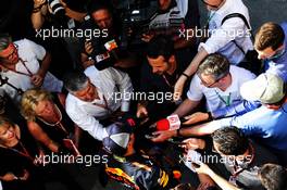 Daniel Ricciardo (AUS) Red Bull Racing with the media. 11.05.2018. Formula 1 World Championship, Rd 5, Spanish Grand Prix, Barcelona, Spain, Practice Day.
