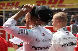 Lewis Hamilton (GBR) Mercedes AMG F1 W09 and Valtteri Bottas (FIN) Mercedes AMG F1. 13.05.2018. Formula 1 World Championship, Rd 5, Spanish Grand Prix, Barcelona, Spain, Race Day.