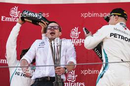 The podium (L to R): Race winner Lewis Hamilton (GBR) Mercedes AMG F1 celebrates with Valtteri Bottas (FIN) Mercedes AMG F1. 13.05.2018. Formula 1 World Championship, Rd 5, Spanish Grand Prix, Barcelona, Spain, Race Day.