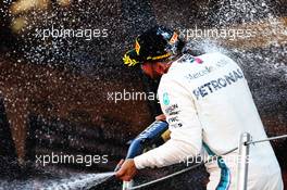 race winner Lewis Hamilton (GBR) Mercedes AMG F1 celebrates on the podium. 13.05.2018. Formula 1 World Championship, Rd 5, Spanish Grand Prix, Barcelona, Spain, Race Day.