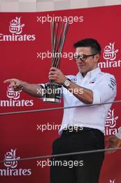 Peter Bonnington (GBR) Mercedes AMG F1 Race Engineer celebrates on the podium. 13.05.2018. Formula 1 World Championship, Rd 5, Spanish Grand Prix, Barcelona, Spain, Race Day.