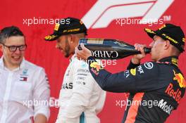 Max Verstappen (NLD) Red Bull Racing celebrates his third position on the podium. 13.05.2018. Formula 1 World Championship, Rd 5, Spanish Grand Prix, Barcelona, Spain, Race Day.