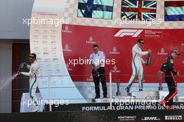 1st place Lewis Hamilton (GBR) Mercedes AMG F1 W09, 2nd place Valtteri Bottas (FIN) Mercedes AMG F1 and 3rd place Max Verstappen (NLD) Red Bull Racing RB14. 13.05.2018. Formula 1 World Championship, Rd 5, Spanish Grand Prix, Barcelona, Spain, Race Day.