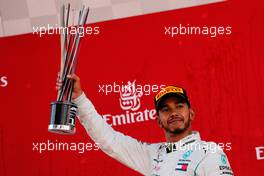Race winner Lewis Hamilton (GBR) Mercedes AMG F1 celebrates on the podium. 13.05.2018. Formula 1 World Championship, Rd 5, Spanish Grand Prix, Barcelona, Spain, Race Day.