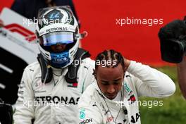 Lewis Hamilton (GBR) Mercedes AMG F1 in qualifying parc ferme with team mate Valtteri Bottas (FIN) Mercedes AMG F1. 12.05.2018. Formula 1 World Championship, Rd 5, Spanish Grand Prix, Barcelona, Spain, Qualifying Day.