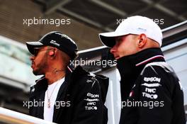 (L to R): Lewis Hamilton (GBR) Mercedes AMG F1 with team mate Valtteri Bottas (FIN) Mercedes AMG F1 on the drivers parade. 13.05.2018. Formula 1 World Championship, Rd 5, Spanish Grand Prix, Barcelona, Spain, Race Day.