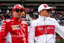 (L to R): Kimi Raikkonen (FIN) Ferrari with Marcus Ericsson (SWE) Sauber F1 Team on the drivers parade. 13.05.2018. Formula 1 World Championship, Rd 5, Spanish Grand Prix, Barcelona, Spain, Race Day.