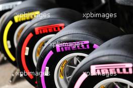 Pirelli show tyres. 10.05.2018. Formula 1 World Championship, Rd 5, Spanish Grand Prix, Barcelona, Spain, Preparation Day.