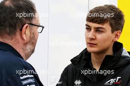 (L to R): Tom McCullough (GBR) Sahara Force India F1 Team Chief Engineer with George Russell (GBR) Art Grand Prix / Mercedes AMG F1 Reserve Driver. 10.05.2018. Formula 1 World Championship, Rd 5, Spanish Grand Prix, Barcelona, Spain, Preparation Day.