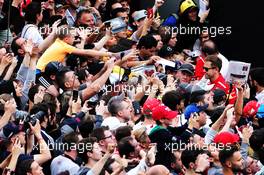 Sebastian Vettel (GER) Ferrari with fans in the F1 Fanzone. 10.05.2018. Formula 1 World Championship, Rd 5, Spanish Grand Prix, Barcelona, Spain, Preparation Day.