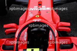 Ferrari SF71H with wing mirrors on the Halo cockpit cover. 10.05.2018. Formula 1 World Championship, Rd 5, Spanish Grand Prix, Barcelona, Spain, Preparation Day.