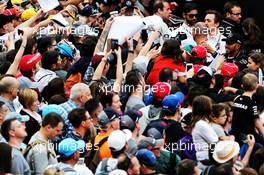 Lewis Hamilton (GBR) Mercedes AMG F1 signs autographs for the fans in the F1 Fanzone. 10.05.2018. Formula 1 World Championship, Rd 5, Spanish Grand Prix, Barcelona, Spain, Preparation Day.