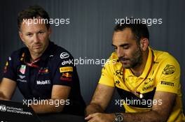 (L to R): Christian Horner (GBR) Red Bull Racing Team Principal and Cyril Abiteboul (FRA) Renault Sport F1 Managing Director in the FIA Press Conference. 22.06.2018. Formula 1 World Championship, Rd 8, French Grand Prix, Paul Ricard, France, Practice Day.