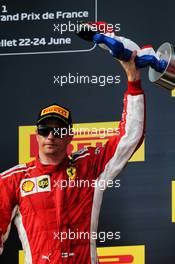 Kimi Raikkonen (FIN) Ferrari celebrates his third position on the podium. 24.06.2018. Formula 1 World Championship, Rd 8, French Grand Prix, Paul Ricard, France, Race Day.