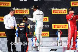The podium (L to R): Ron Meadows (GBR) Mercedes GP Team Manager; Max Verstappen (NLD) Red Bull Racing, second; Lewis Hamilton (GBR) Mercedes AMG F1, race winner; Kimi Raikkonen (FIN) Ferrari, third. 24.06.2018. Formula 1 World Championship, Rd 8, French Grand Prix, Paul Ricard, France, Race Day.