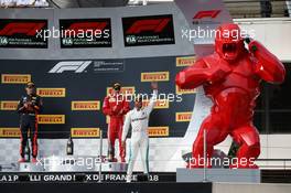 1st place Lewis Hamilton (GBR) Mercedes AMG F1, 2nd place Max Verstappen (NLD) Red Bull Racing RB14 and 3rd place Kimi Raikkonen (FIN) Ferrari SF71H. 24.06.2018. Formula 1 World Championship, Rd 8, French Grand Prix, Paul Ricard, France, Race Day.