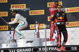 1st place Lewis Hamilton (GBR) Mercedes AMG F1, 2nd place Max Verstappen (NLD) Red Bull Racing RB14 and 3rd place Kimi Raikkonen (FIN) Ferrari SF71H. 24.06.2018. Formula 1 World Championship, Rd 8, French Grand Prix, Paul Ricard, France, Race Day.