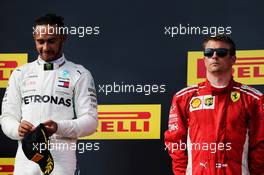The podium (L to R): Race winner Lewis Hamilton (GBR) Mercedes AMG F1 with third placed Kimi Raikkonen (FIN) Ferrari. 24.06.2018. Formula 1 World Championship, Rd 8, French Grand Prix, Paul Ricard, France, Race Day.