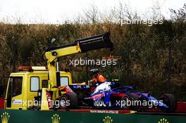 The Scuderia Toro Rosso STR13 of race retiree Pierre Gasly (FRA) Scuderia Toro Rosso STR13 is recovered back to the pits on the back of a truck. 24.06.2018. Formula 1 World Championship, Rd 8, French Grand Prix, Paul Ricard, France, Race Day.