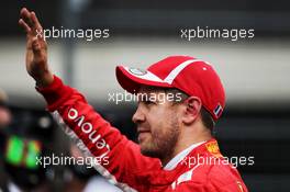 Sebastian Vettel (GER) Ferrari celebrates his third position in qualifying parc ferme. 23.06.2018. Formula 1 World Championship, Rd 8, French Grand Prix, Paul Ricard, France, Qualifying Day.
