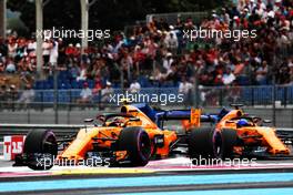 Stoffel Vandoorne (BEL) McLaren MCL33 leads team mate Fernando Alonso (ESP) McLaren MCL33. 23.06.2018. Formula 1 World Championship, Rd 8, French Grand Prix, Paul Ricard, France, Qualifying Day.