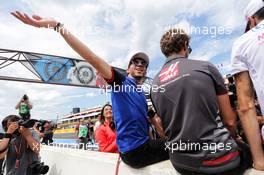 (L to R): Pierre Gasly (FRA) Scuderia Toro Rosso; Romain Grosjean (FRA) Haas F1 Team; and Esteban Ocon (FRA) Sahara Force India F1 Team, on the drivers parade. 24.06.2018. Formula 1 World Championship, Rd 8, French Grand Prix, Paul Ricard, France, Race Day.