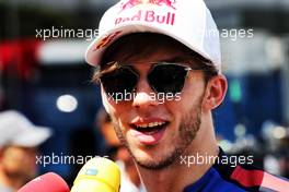 Pierre Gasly (FRA) Scuderia Toro Rosso with the media. 21.06.2018. Formula 1 World Championship, Rd 8, French Grand Prix, Paul Ricard, France, Preparation Day.