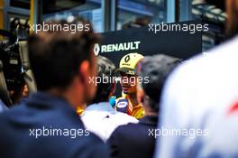 Carlos Sainz Jr (ESP) Renault Sport F1 Team with the media. 21.06.2018. Formula 1 World Championship, Rd 8, French Grand Prix, Paul Ricard, France, Preparation Day.
