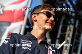 George Russell (GBR) Sahara Force India F1 Test Driver on stage at the Sahara Force India F1 Team Fan Zone. 06.07.2018. Formula 1 World Championship, Rd 10, British Grand Prix, Silverstone, England, Practice Day.